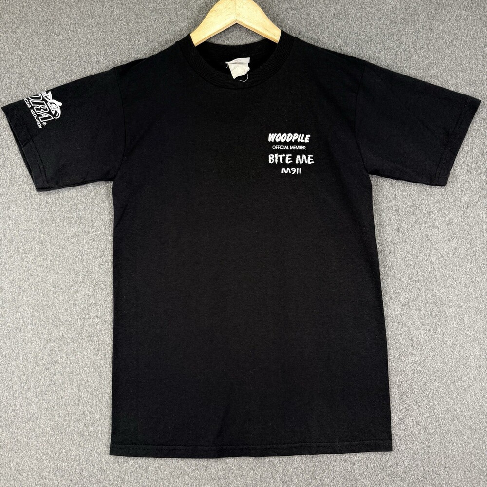 Woodpile M911 1999 Pro Modified Motorcycle Drag Racing T-Shirt Black Jerzees